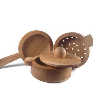 Wooden Pot and Pan Set, Play Kitchen Accessories, Pretend Play Gift for Kids