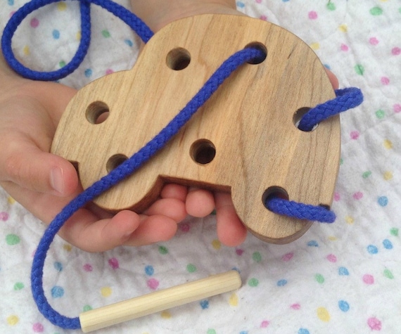 Wooden sales lacing toy