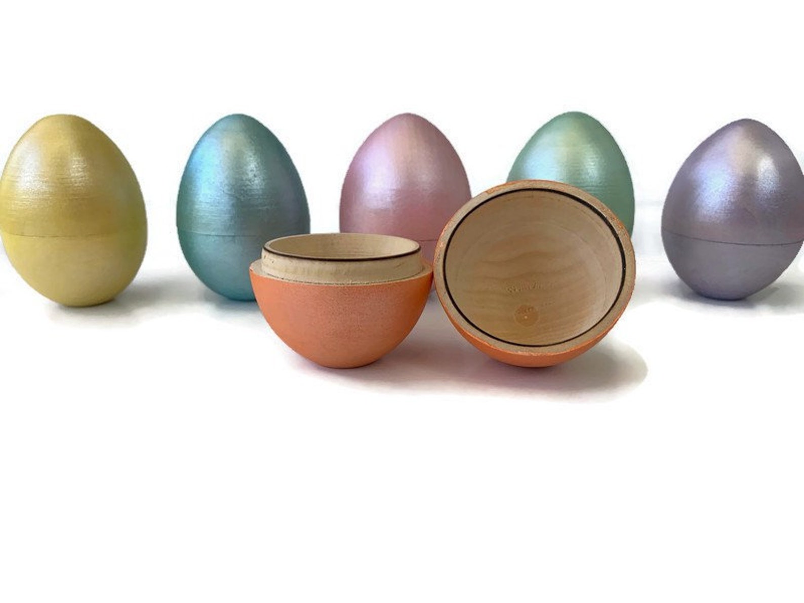 Hollow Wooden Eggs Wood Easter Eggs Spring Decor Fillable Etsy