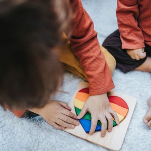 Rainbow Heart Puzzle, Wooden Puzzle, Gift for Kids, Montessori Material, Waldorf Toys, Wood Toys, Fine Motor Skills image 5