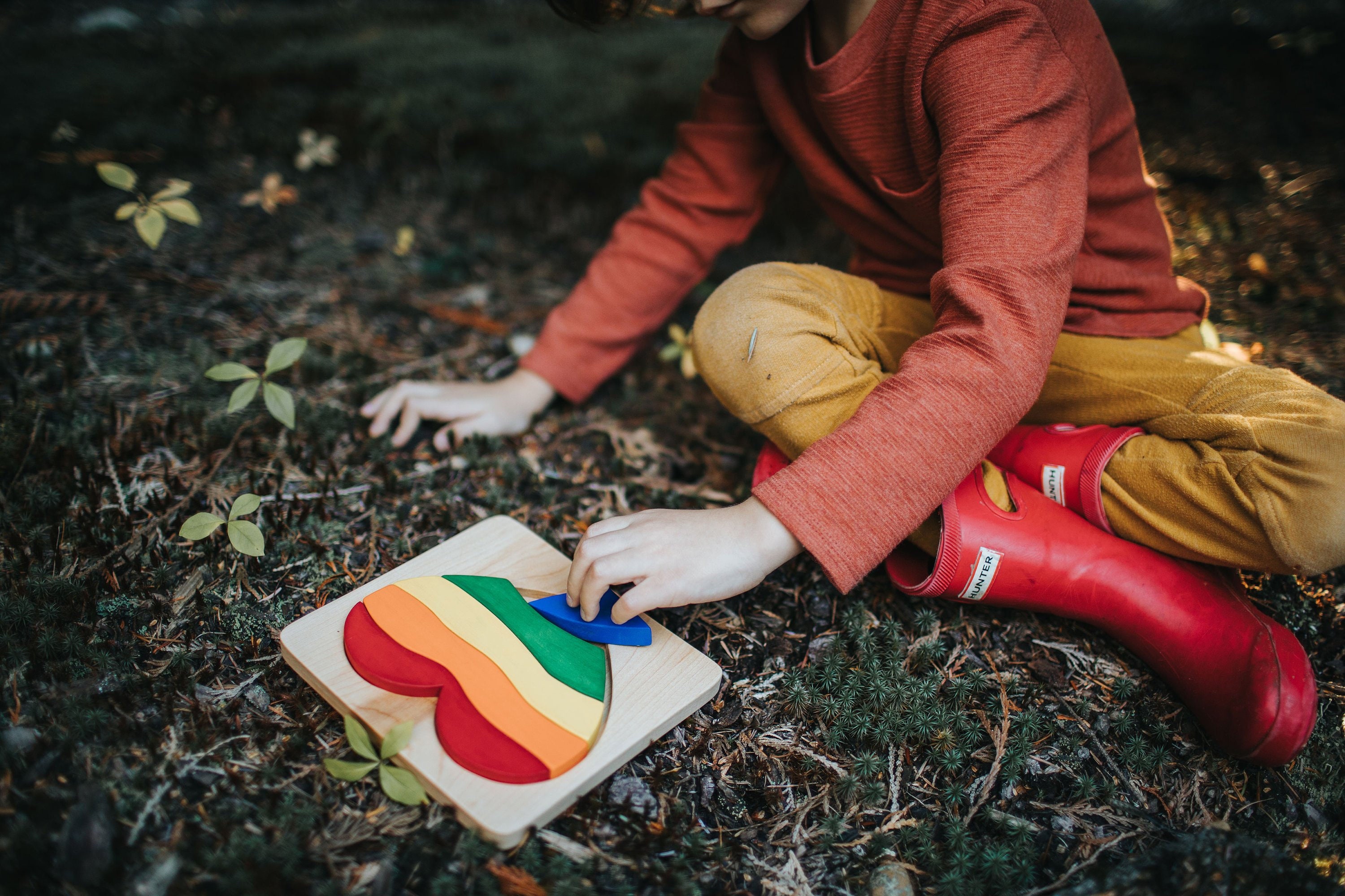 Rainbow Heart Puzzle, Wooden Puzzle, Gift for Kids, Montessori