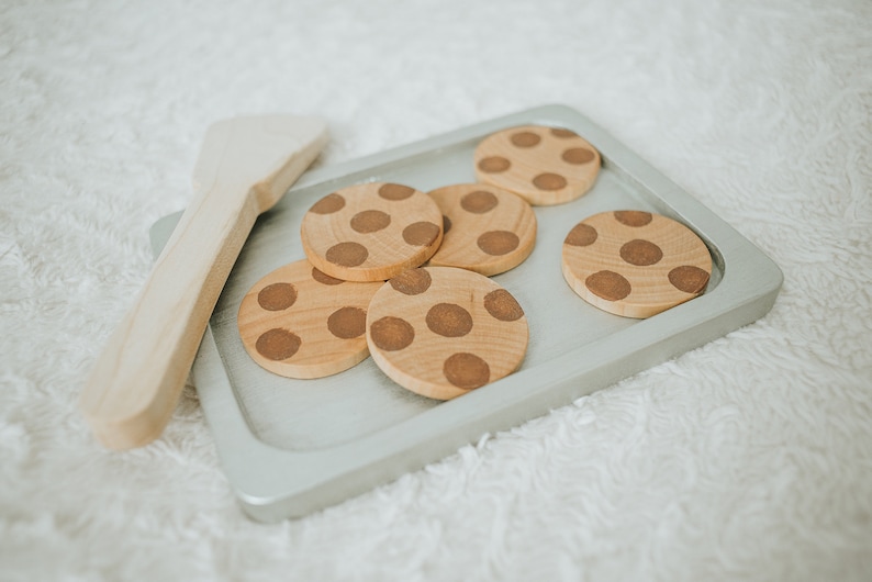 Chocolate Chip Cookie Set, Wooden Play Food, Pretend Food, Play Kitchen, Wood Toy, Waldorf Food, Montessori, Gift for Kids, Baking Set image 3