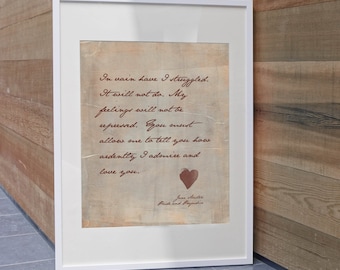 SHIPS FREE! Jane Austen, Pride and Prejudice Quote Art, Mr. Darcy quote, in vain I have struggled, home decor, literary art quote, Mr. Darcy