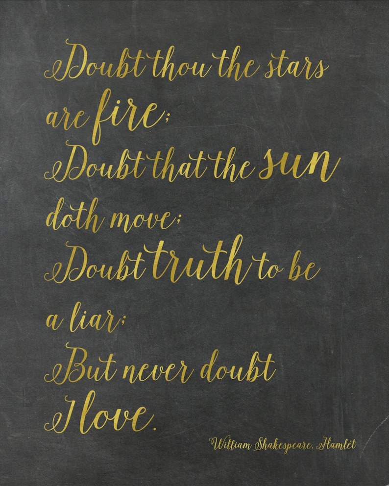 Doubt Thou the Stars Are Fire Hamlet Art Quote, Shakespeare, Printable