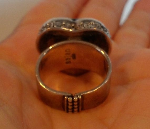 heart ring fluorite sterling silver  adjustable v… - image 5