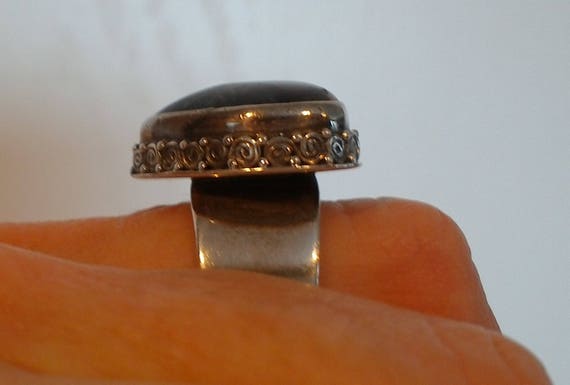 heart ring fluorite sterling silver  adjustable v… - image 3