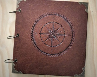 Navigating Life, Compass - Engraved Travel Adventure Book, Hard Cover, Ring Bound Scrapbook, Photo Album