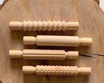 Large Wooden Rolling Pin Sensory set for Kids Clay, Playdough Education