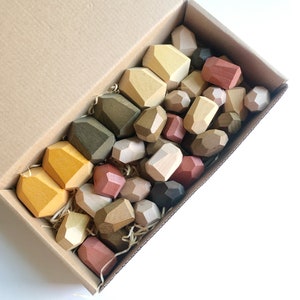 30 pcs Earthy Warm Colour Wooden Stacking Balancing Stone/Rock Montessori Toys