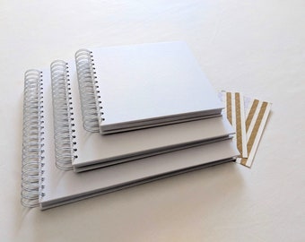 White Hardcover Guest Book, Spiral Bound, Scrapbook, Photo Booth Album, Weddings, Engagements