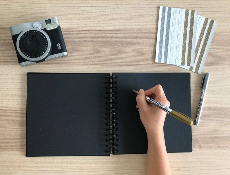 Black Hardcover Guest Book Spiral Bound Scrapbook Photo Etsy