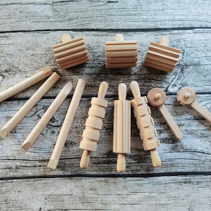 Wooden Tool Set Stamper Rolling Pins for Kids Clay, Play-dough Play Activities