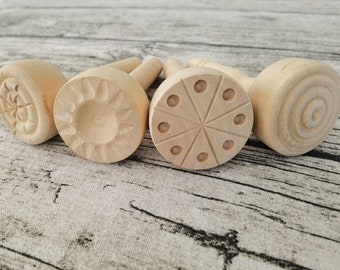 Wooden Stamper Set for Kids Clay, Playdough Play Activities