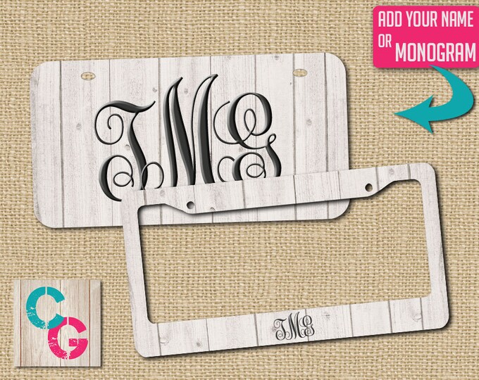 White License, Rustic License, Custom License Plate, Monogram License, Rustic Gift, Wood License Plate, car tag, monogram gift, gift for her
