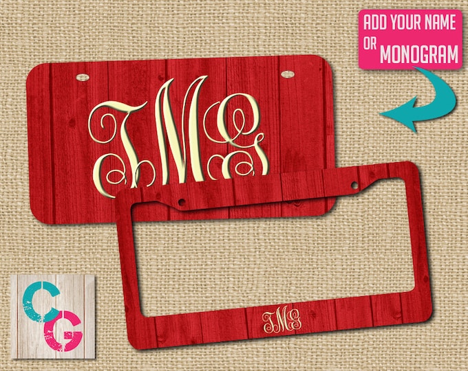 Red License, Red License Plate, Custom License Plate, Monogram License, boho gift, new car, sweet 16, license plate cover, girl gift