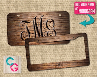 Woodgrain License, Rustic License, Custom License Plate, Monogram License Plate, Rustic Gift, Wood License Plate, car tag, gift for girl