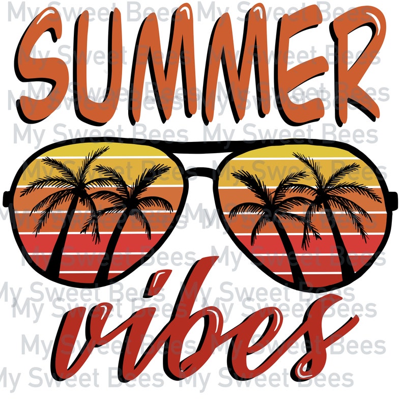 Download Summer Vibes Red Sunset Sunglasses Sublimation Digital | Etsy