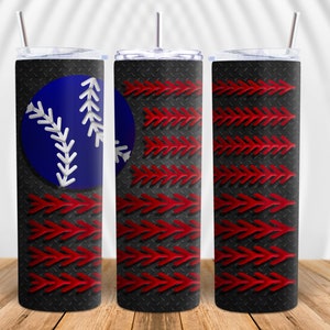 Baseball stitch Diamond Plate Skinny Tumbler Sublimation PNG File
