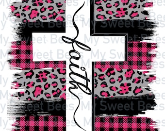 Faith cross brushstroke sublimation design digital download