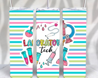 Pastel Lab Tech Medical Skinny Tumbler Sublimation PNG File Digital Download