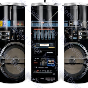 1980s Boom Box Classic Rock Stereo Radio Sublimation Digital Download PNG 80s design