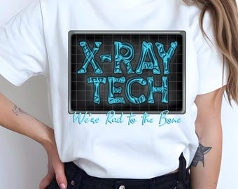 X-ray Tech Technologe Radiographie Bildgebung Knochen Buchstaben Rad Tech Sublimation DTF PNG Datei digitaler Download