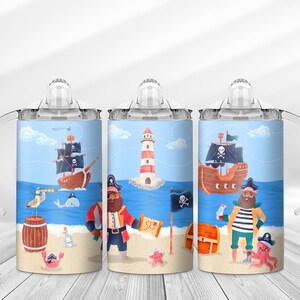 Straight Sippy Cup Sublimation Design Pirates Digital 