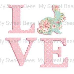 Love Easter Bunny Pastel Floral Happy Easter Sublimation Digital Download