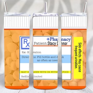 Rx Prescription Bottle Pill Pharmacy Pharmacist Skinny Tumbler Sublimation PNG File Digital Download
