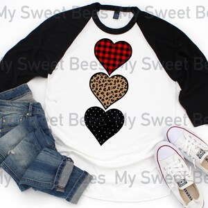 Buffalo check plaid leopard print polka dot three heart Valentine’s Day Sublimation Digital Download