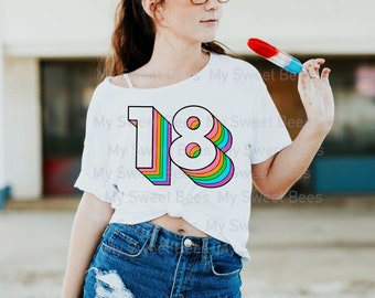 Retro 18th Birthday eighteen Sublimation Digital Download