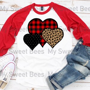Buffalo Check plaid Leopard Print Polka Dot drei Herz Valentinstag Sublimation Digital Download deaign