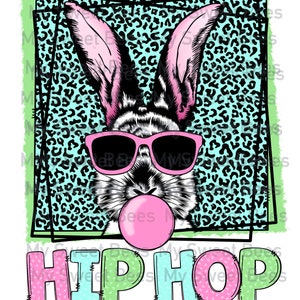 Hip Hop Easter Bunny Gafas de sol Bubblegum Sublimación PNG File Descarga Digital