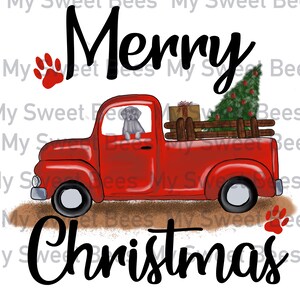 Silver Lab Red Truck Merry Christmas Sublimation Digital Download