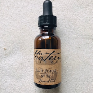 Organic Rich Forest Beard Oil - Handmade with pine, juniper, cedarwood, rosemary, and mint. Softens hair and skin