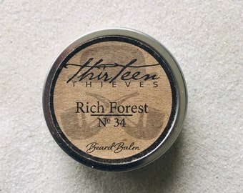 Rich Forest Scented Beard Balm - The Best Manly Aroma of Pine, Juniper, Cedarwood, Rosemary, and Mint - Luxurious Gift for Men