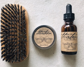 Vanilla Bourbon Beard Brush Grooming Kit - Thirteen Thieves