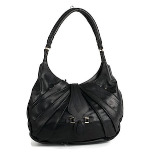 Black soft Leather handbag bag VIRIDIANNE Cerene