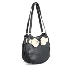 Black and pearl leather handbag bag VIRIDIANNE Sirrah