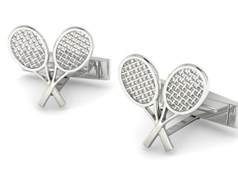 Dubbele racketmanchetknopen - tennissieraden voor heren in 925 sterlingzilver | Een perfect sportsieradencadeau voor de tennisliefhebber