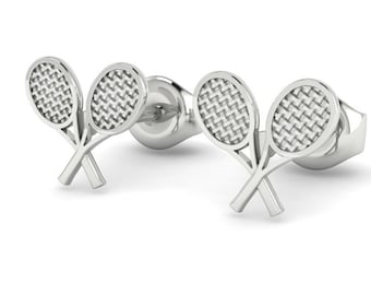 Double Racket Stud  Earrings | Tennis Jewelry in 925 Sterling Silver | A Perfect Sports Jewelry Gift for the Tennis Enthusiast