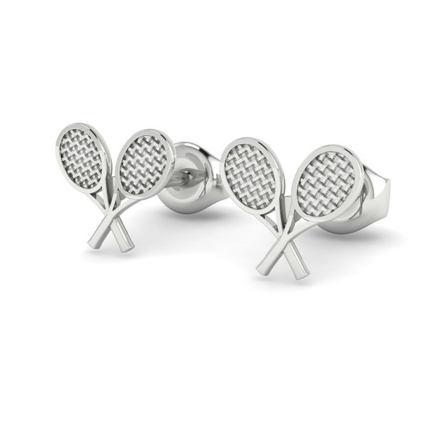 Double Racket Stud  Earrings- Tennis Jewelry in 925 Sterling Silver | A Perfect Sports Jewelry Gift for the Tennis Enthusiast