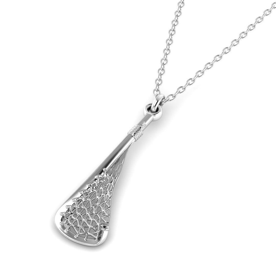 Lacrosse Creator Game Stick Pendant in Premium Sterling Silver | Perfect Sports Jewelry Gift for the Lacrosse Enthusiast and Gift for Coach