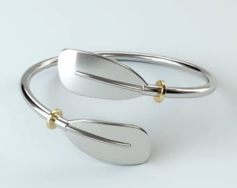 Kayak Bent Paddle Bracelet in Premium Sterling Silver | Perfect Sports Jewelry Gift for Kayakers | Premium Athletic Jewelry