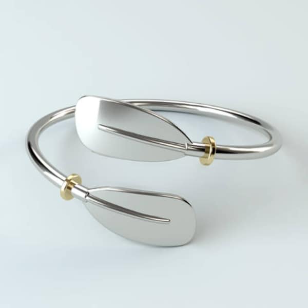 Kayak Bent Paddle Bracelet in Premium Sterling Silver | Perfect Sports Jewelry Gift for Kayakers | Premium Athletic Jewelry