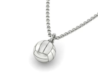 Volleyball 3D Ball Pendant in Premium Sterling Silver, Volleyball Jewelry Gift