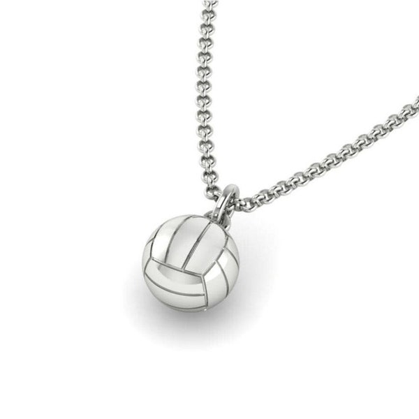 Volleyball 3D Ball Pendant in Premium Sterling Silver, Volleyball Jewelry Gift
