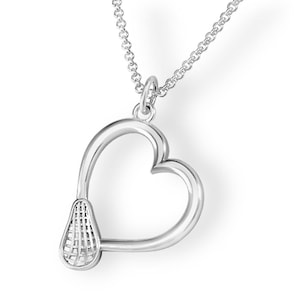 Lacrosse Stick Herzanhänger / Lacrosse Geschenk für Freundin / Kostenloser Versand Lacrosse Team Geschenk / Lacrosse Themed Schmuck / KOSTENLOSER VERSAND