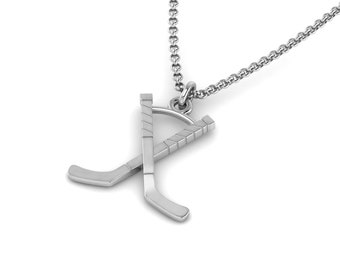 Ice Hockey Jewelry Pendant in Premium Sterling Silver/ Hockey Gift Unisex