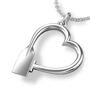 Canoe Paddle Heart Pendant in Premium Sterling Silver | Jewelry for Canoers |  Shop for Canoeing Gifts  |  Sports Jewelry